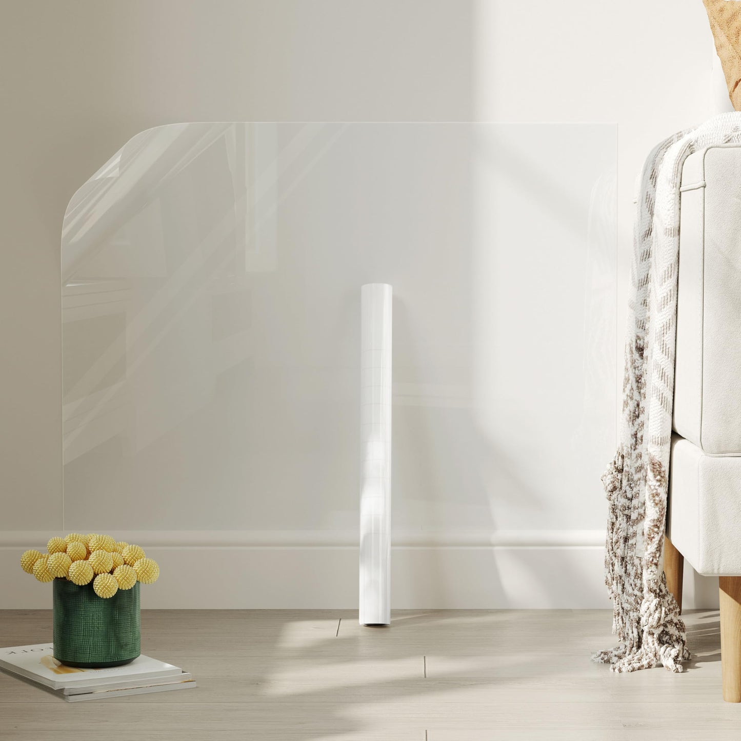 Hode Clear Sticky Back Plastic Roll, Book Cover Film for School Kitchen Wall Furniture, Transparent Self Adhesive Vinyl Film, Waterproof Protector