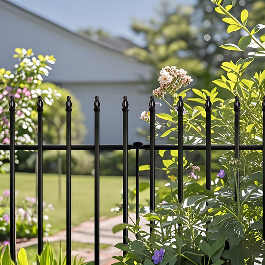Thealyn Metal Garden Fence Decorative Fence 71cm High x 56cm Wide (5 Panels, Total Length 2.75m) No Dig Fence Border Fence Dog Fence Landscape Fencing