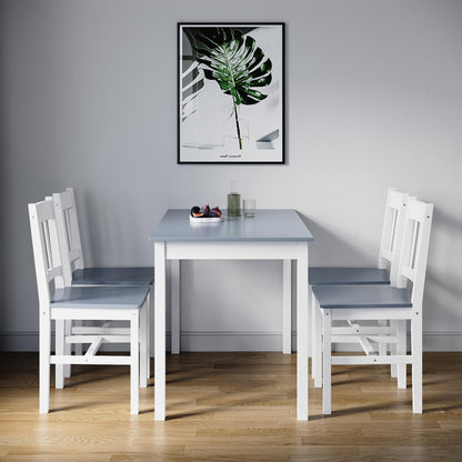 ELEGANT Solid Wooden Dining Table with 4 Chairs Set, 108x65x75cm