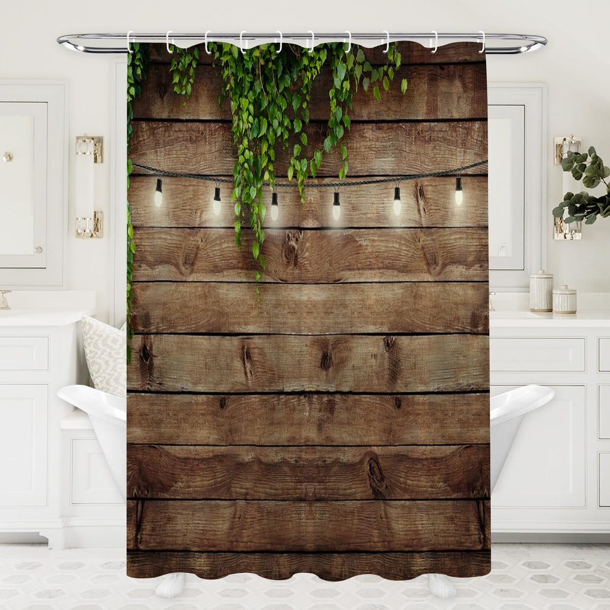 Simpomsy Garden Shower Curtain Outdoor Vintage Rustic Wooden Board Door Shower Curtain