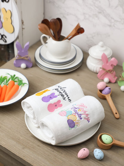 NEWLIGHTURE Easter Hand Towels 100% Cotton Embroidered Green Gnome Shamrock Decorative Bathroom Kitchen Dish Towels Set Gift Set of 2 14x29inch