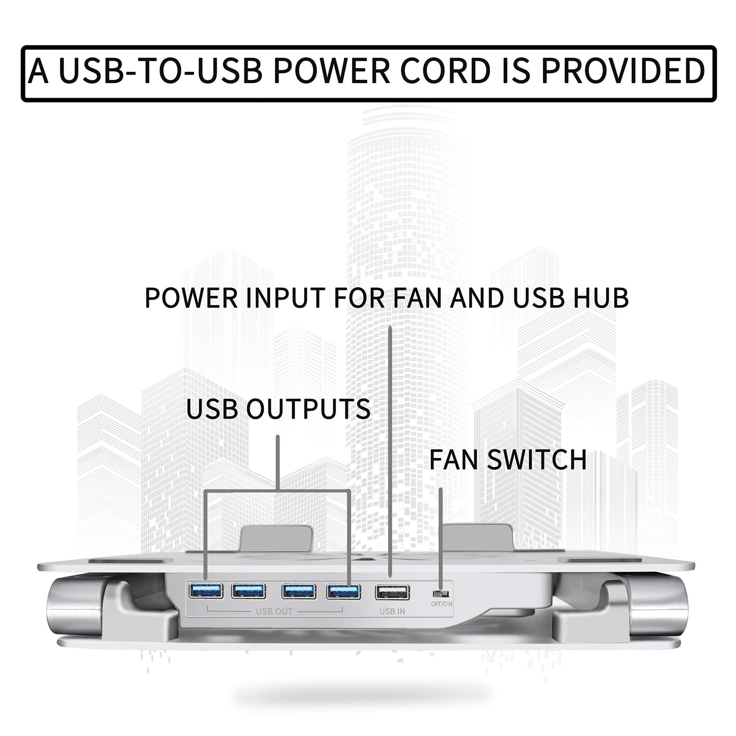 Soundance Laptop Stand Adjustable Laptop Cooling Pad with Fan USB 3.0 Hub Compatible with 10 to 17.3 Inches Notebook Computer