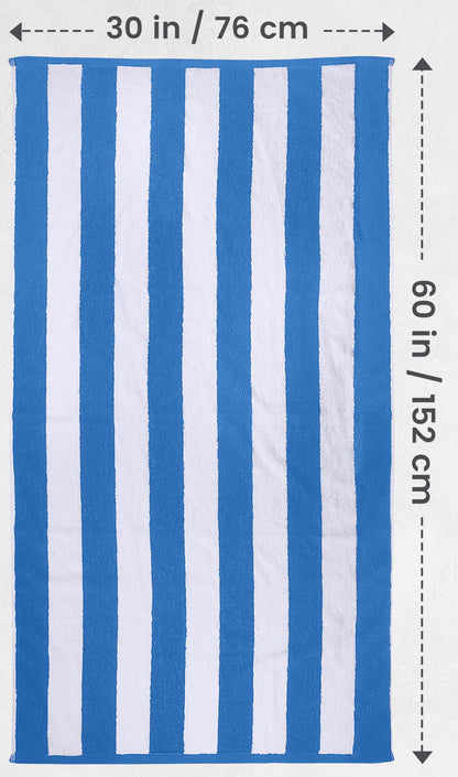 Utopia Towels Cabana Stripe Beach Towels (76 x 152 cm) - 100% Ring Spun Cotton Large Pool Towels, Soft and Quick Dry Swim Towels (Pack of 4) (Blue)