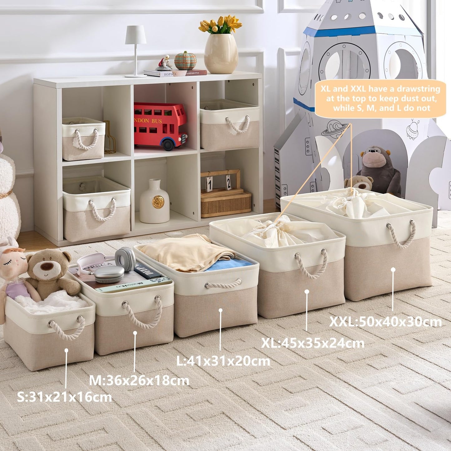 Mangata Small Storage Box, Thickened Fabric Storage Basket with Handles for Shelves Toy (S, 1 Pack)