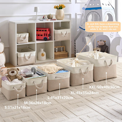 Mangata Small Storage Box, Thickened Fabric Storage Basket with Handles for Shelves Toy (S, 1 Pack)
