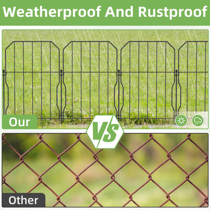 WELDUN Metal Garden Fence, Total 310CM(L) ? 41CM(H), 10 Pack Dog Fencing, Decorative Fences Garden Flower Bed and Animal Barrier, for Rabbit Dog Yard