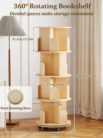 yeshine 4-Tier 360° Removable Rotating Bookshelf Kids