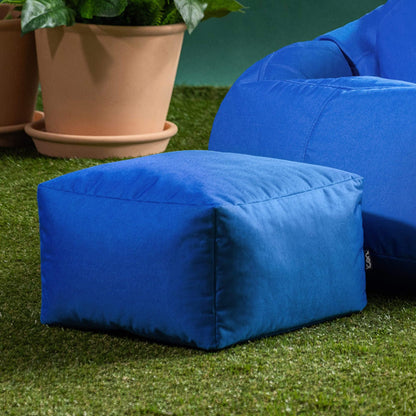 Bean Bag Bazaar Kingston Outdoor Bean Bag & Footstool with Filling, Blue