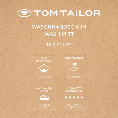 Herding Tom Tailor Wash Mitts Set of 6 16 x 21 cm 100% Cotton Terry Cloth with Hanger and Label with Logo, Colour Bath Towel Beige (Sunny Sand)