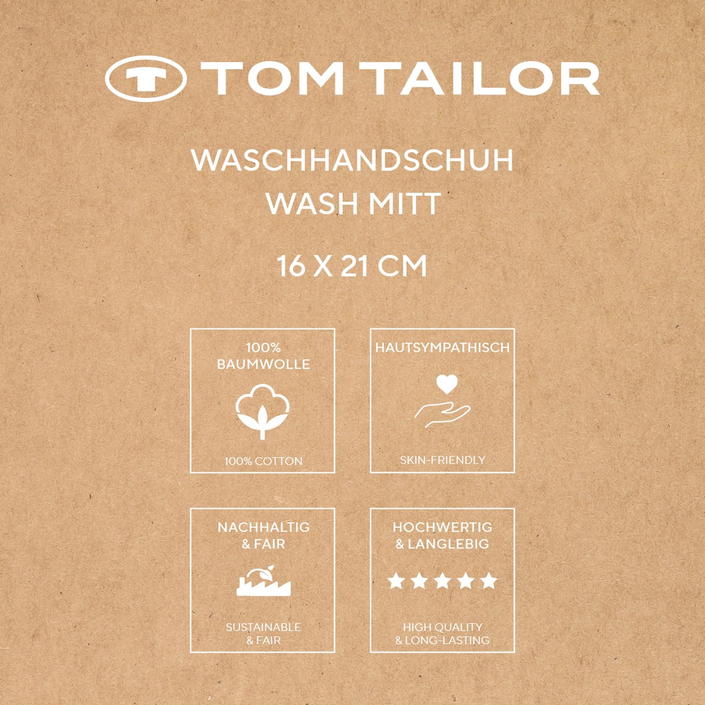 Herding Tom Tailor Wash Mitts Set of 6 16 x 21 cm 100% Cotton Terry Cloth with Hanger and Label with Logo, Colour Bath Towel White (Crisp White)