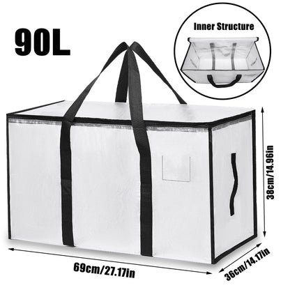 KXF 2 Packs 90L Waterproof Transparent Storage Bag with Drawstring Bag Wardrobe Organiser Foldable Duvet Storage Box with Lid Clothes Storage Moving