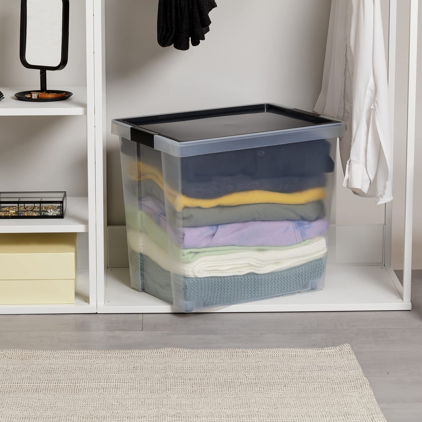 TATAY Storage Box Stackable Design Lid with Hinges Included Wheels Included