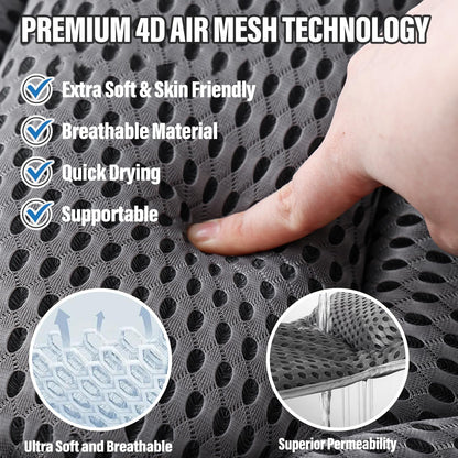 Bath Pillow 4D Ergonomic Bath Pillow Neck and Back Support Bath Cushion Air Mesh Technology Bath Headrest Pillow Bath Pillows with 6 Strong Suction