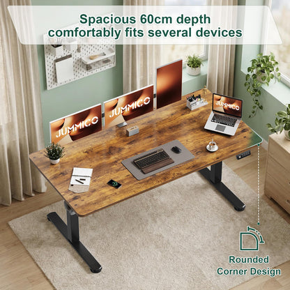 JUMMICO Electric Standing Desk 120 x 60 cm Home Office Height Adjustable Desk, Computer Lift Table with Smart Panel