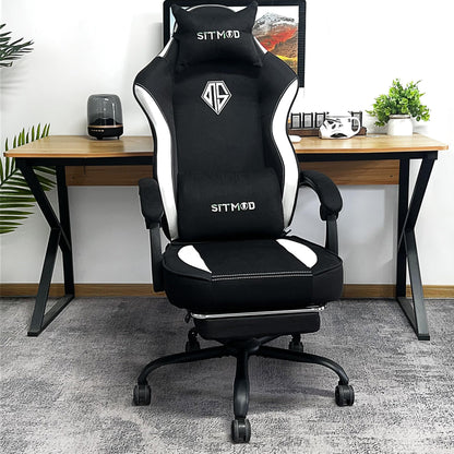 SITMOD Fabric Gaming Chair with Footrest, High Back PC Video Game Chair with Pocket Spring, Ergonomic Computer Desk Chair with Linkage Armrests