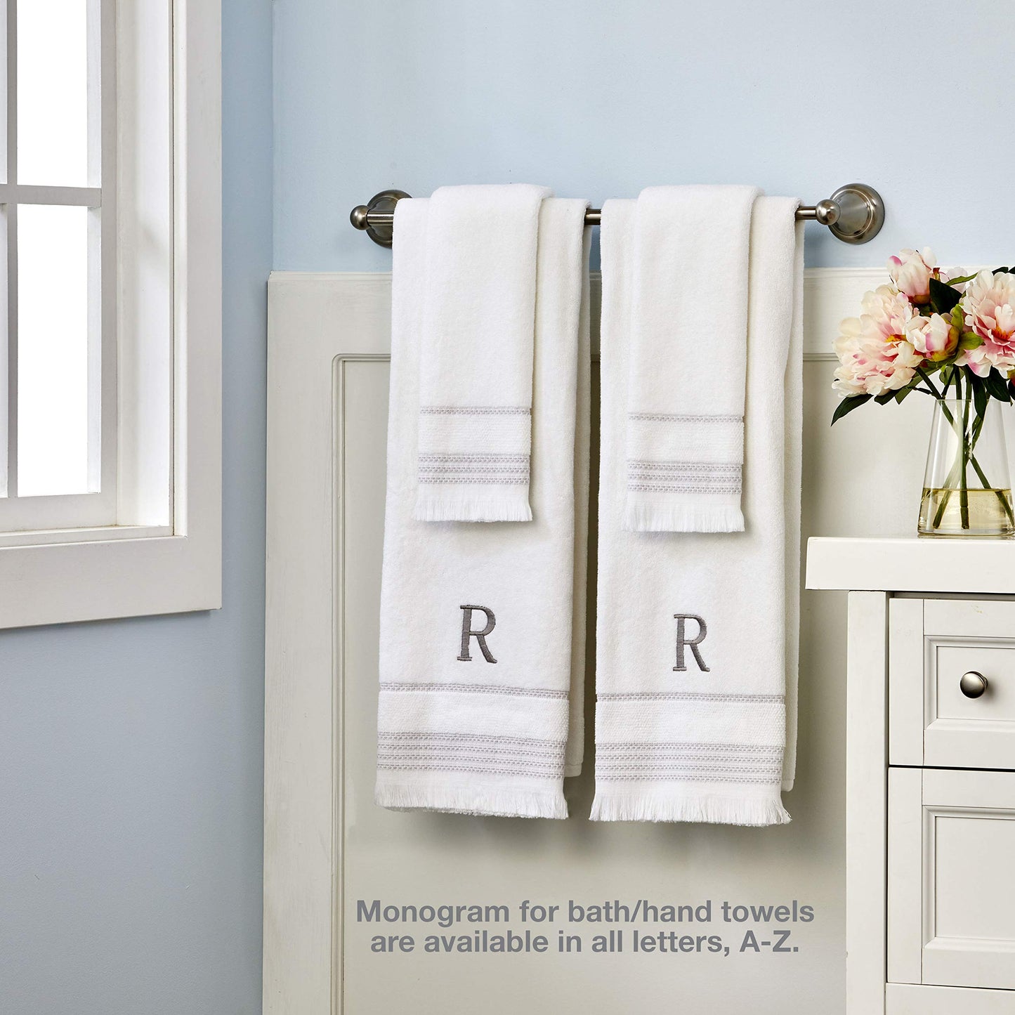 SKL Home Bath Towel, J, Cotton, White, 28x54