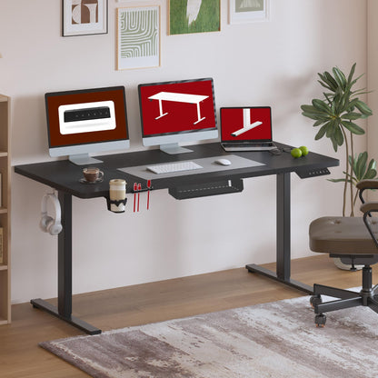 SANODESK 160 * 60 Electric Standing Desk Height Adjustable Desk with Cable management Tray Sit Stand Table with 4 Memory Smart Pannel