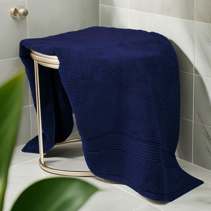 Luxury Set of 2 Jumbo Bath Sheets 100x150cm - Zero Twist 580 GSM (Navy)