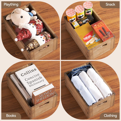 KIRIGEN Stackable Wooden Storage Cube with Handles, Brown