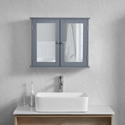 Bath Vida Priano 2 Door Bathroom Wall Cabinet | Grey | Space-Saving Storage | 60H x 60W x 15D cm | Adjustable Shelf | Modern Wooden Cupboard Unit