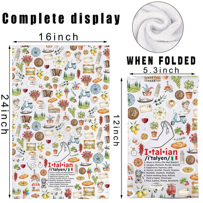MYSOMY Italian Kitchen Towels Italian Kitchen Decor Italian Hand Towel Italian Chef Gifts Italian Rules Dish Towel (I·tal·ian kt1)