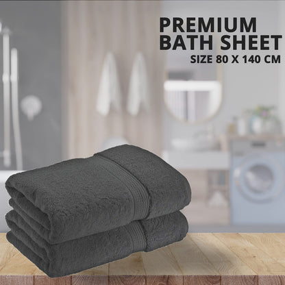 NAUSHA 2 x Super Large Bath Sheets Towels (80 x 140cm) 100% Egyptian Cotton 600 GSM (Charcoal Grey)
