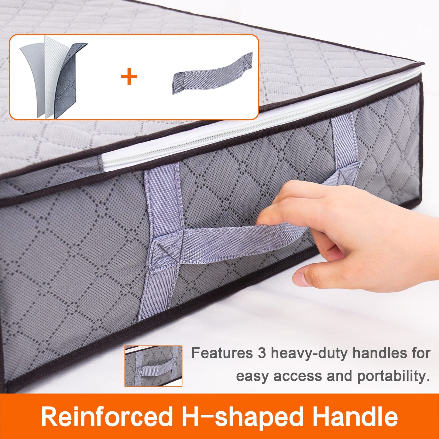 Vieshful 4 Pack Underbed Storage Bags 40L Foldable Clothes Bag, Grey