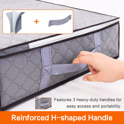 Vieshful 4 Pack Underbed Storage Bags 40L Foldable Clothes Bag, Grey