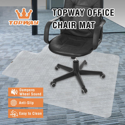 TOPWAY Office Chair Mat for Carpet Floor, 90x120cm, 2.2mm Thick T-Shape Clear Non-Slip PVC Carpet Floor Protector, Easy Glide