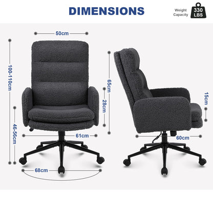 Youhauchair Desk Chair, Faux Cashmere Office Chair, Dark Grey
