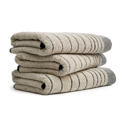 Möve Eden bath towel 80 x 150 cm, 80% cotton / 20% linen, nature/black