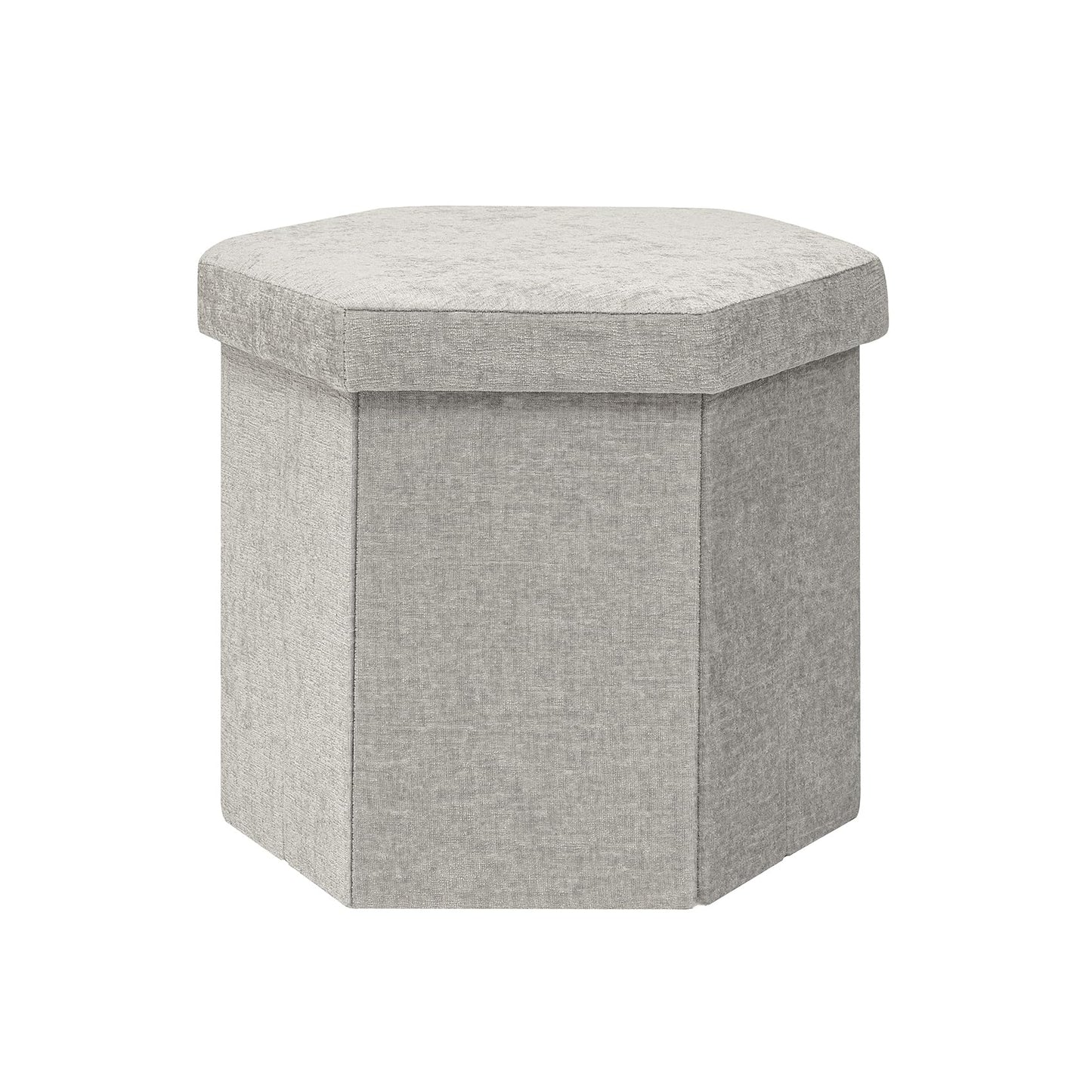 Bonlife Folding Storage Ottoman Hexagonal, Footrest with Toy Ches Box, 43cm