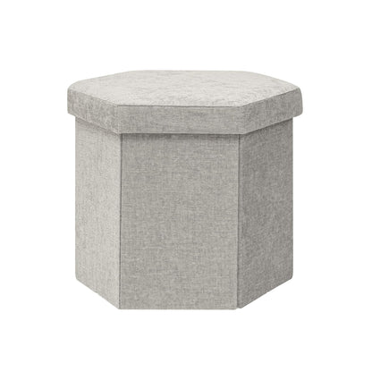 Bonlife Folding Storage Ottoman Hexagonal, Footrest with Toy Ches Box, 43cm