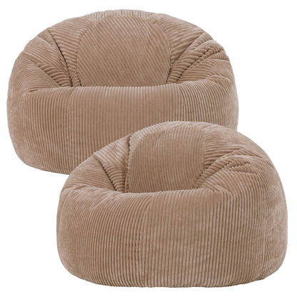 icon Kingston Cord Bean Bag with Filling Included, Set of 2, Brown