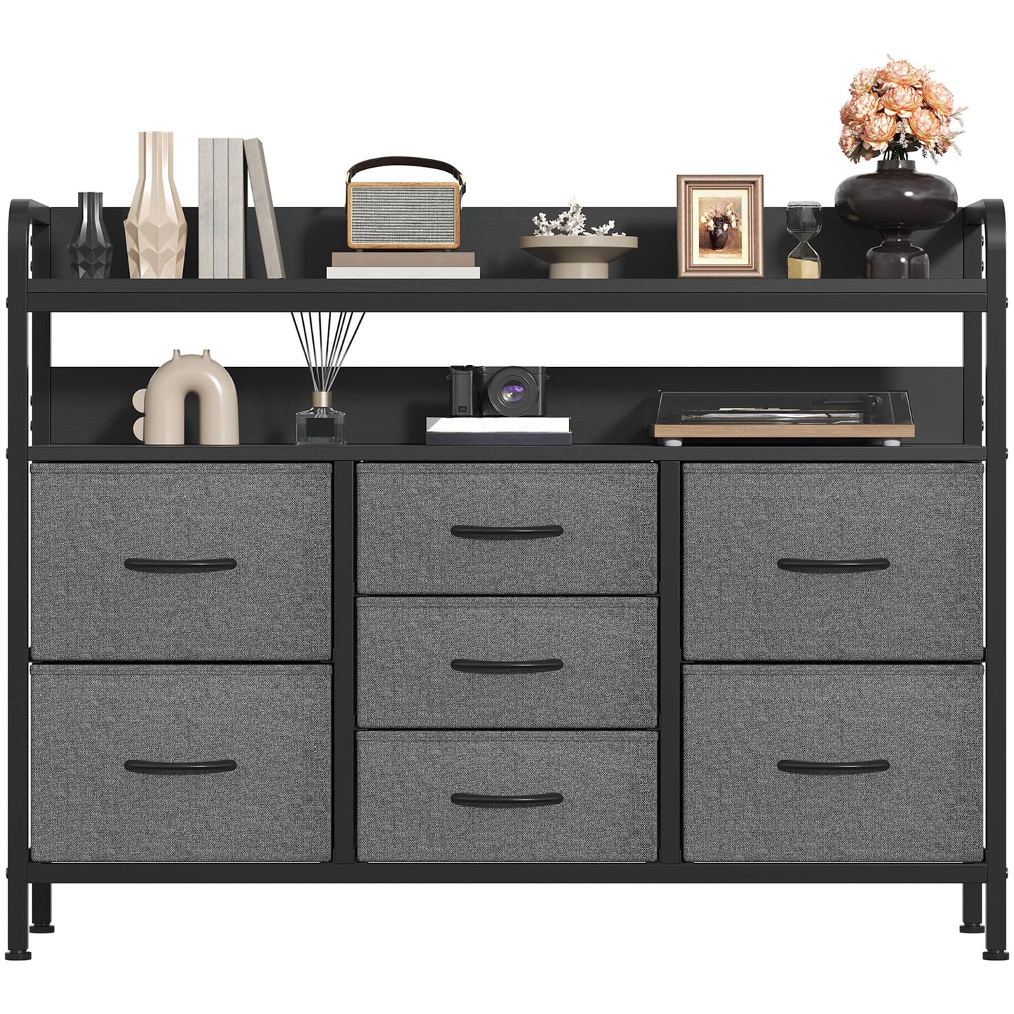 Feonase 7-Drawer Fabric Chest Of Drawers for Bedroom - 4 Large and 3 Small Drawers with Handles