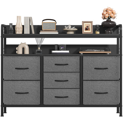 Feonase 7-Drawer Fabric Chest Of Drawers for Bedroom - 4 Large and 3 Small Drawers with Handles