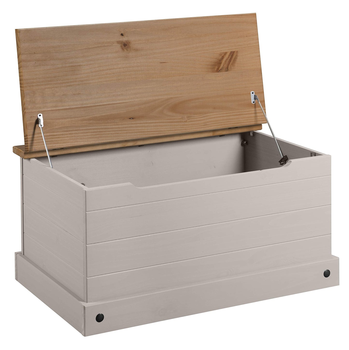 Mews Corona Grey Storage Chest Ottoman Solid Pine Wood Mexican Toy Chest Bedding Blanket Box