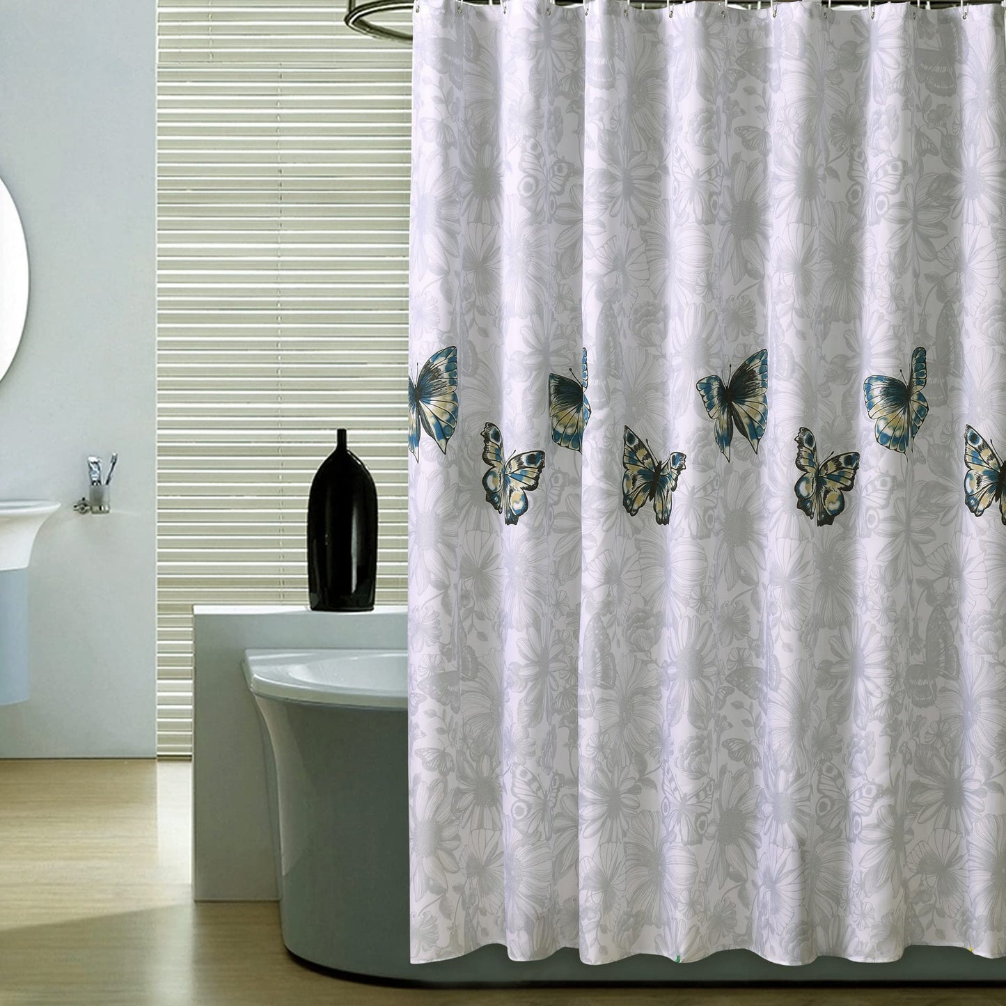 GONOVE Shower Curtain for Bathroom 220 x 200 cm Anti-Mould Mildew Resistant Waterproof Polyester Fabric Butterfly Shower Curtain Liner Long Bath