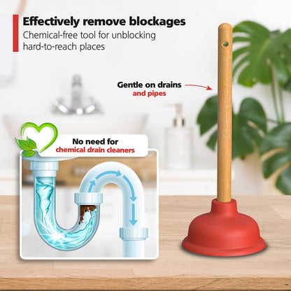 Nirox Set of 2 Sink Plungers 110 & 140 mm, Wooden Handles