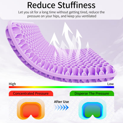 YOYIKKO Gel seat cushion, breathable design gel cushion, relieve back pain pressure, suitable for car office home wheelchair chair kit (violet-94)