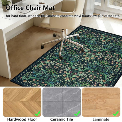 Famibay Office Chair Mat for Hardwood Floor 90x120cm Dark Green Chair Floor Protection Mat Non Slip Computer Desk Chair Mat for Hard Floor Rubber