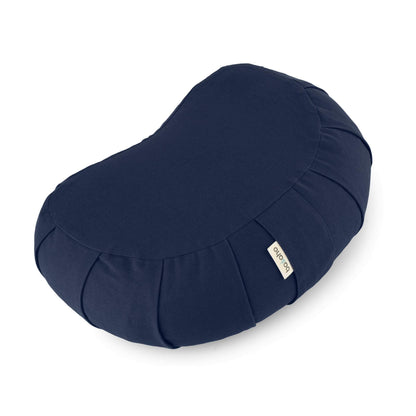 basaho CRESCENT Zafu Meditation Cushion | Organic Cotton | Buckwheat Hulls | Removable Washable Cover (Midnight Blue)