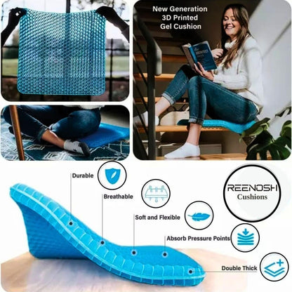 Gel Seat Cushion Double thickness Honeycomb design, Orthopaedic Cushion for Sciatica Tailbone Coccyx pain relief and Support