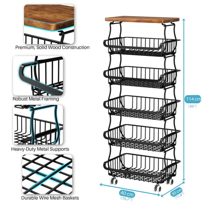 6 Tier Pantry Organisers and Storage Vegetable Fruit Basket for Kitchen, Stackable Flexible Design
