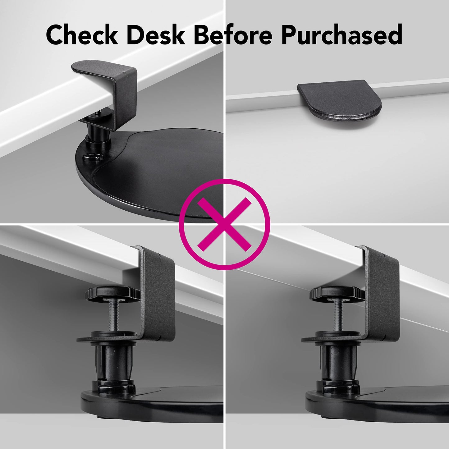 EHO Clamp on Mouse Platform, Clip on Pad Rotating 360 Degree, Ergonomic Mouse Tray Attachment, Mouse Pad, Slide Out Tray
