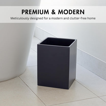 YEW DESIGN Matte Black Square Small Trash Can, 2 Gallons / 7.5L Garbage Can, Waste Basket for Home, Bathrooms, Office, Under Desk, Bedroom