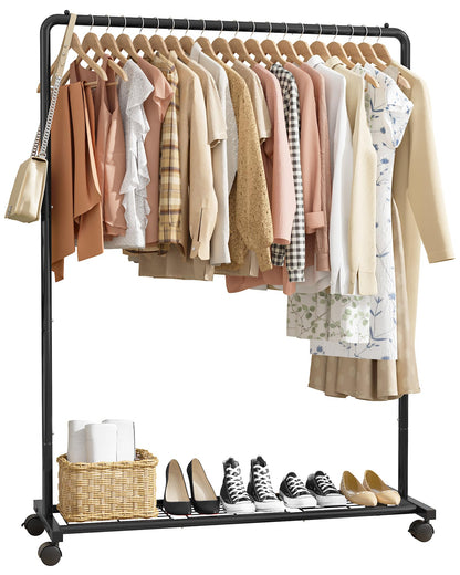 Sakugi Movable Clothes Rail with Shoe Shelf, 110x43x149cm, Black
