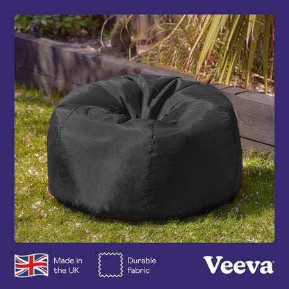 Bean Bag Bazaar Outdoor Bean Bag, Black, Water Resistant Fabric, Large Beanbag with Filling Included, Floor Chair, Garden Chair, Outdoor Seating,