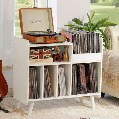 UODERS Record Player Stand, Large Record Player Table Cabinet with Open Vinyl Storage and Display Shelf Holds up to 350 Albums