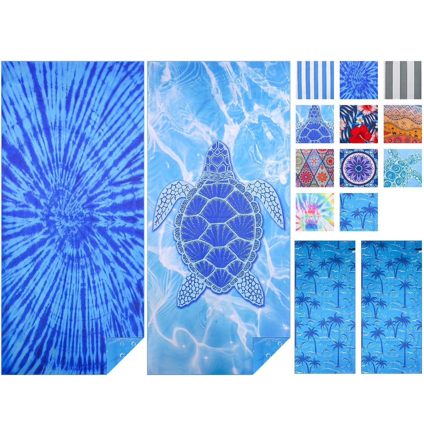 Microfibre Beach Towels for Adults Women Men Extra Large Lightweight Quick Dry Sand Free Travel Towel Double Sided Printing for Swim Sports with Mesh
